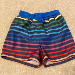 Primary rainbow striped Swim Trunks